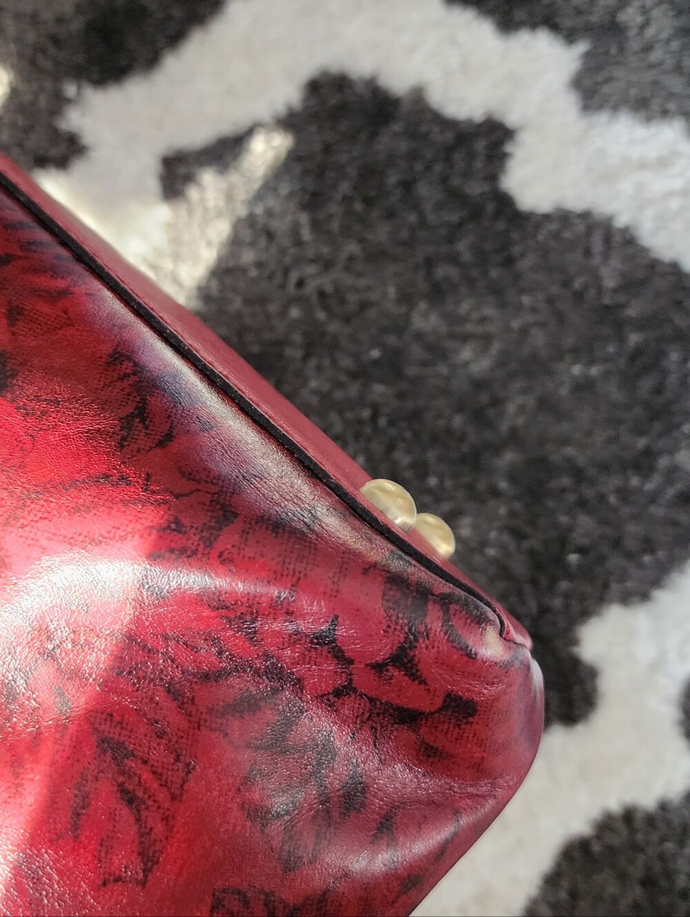 Patricia Nash Red Floral-Embossed Leather Satchel with Matching Wallet - Picture 4 of 5
